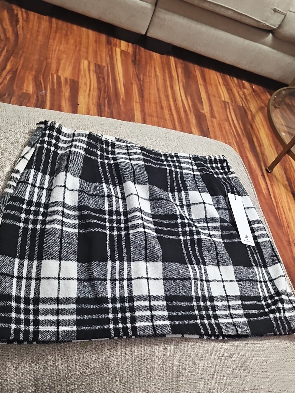 IBlues Black & White Plaid Mini Pencil Skirt Large New With Tags